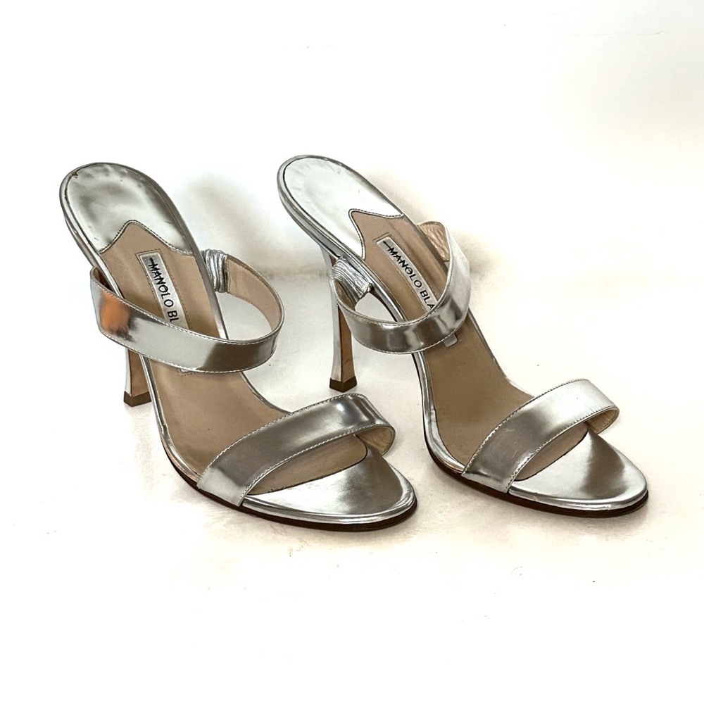 Vintage Manolo Blahnik Strappy Silver Heels